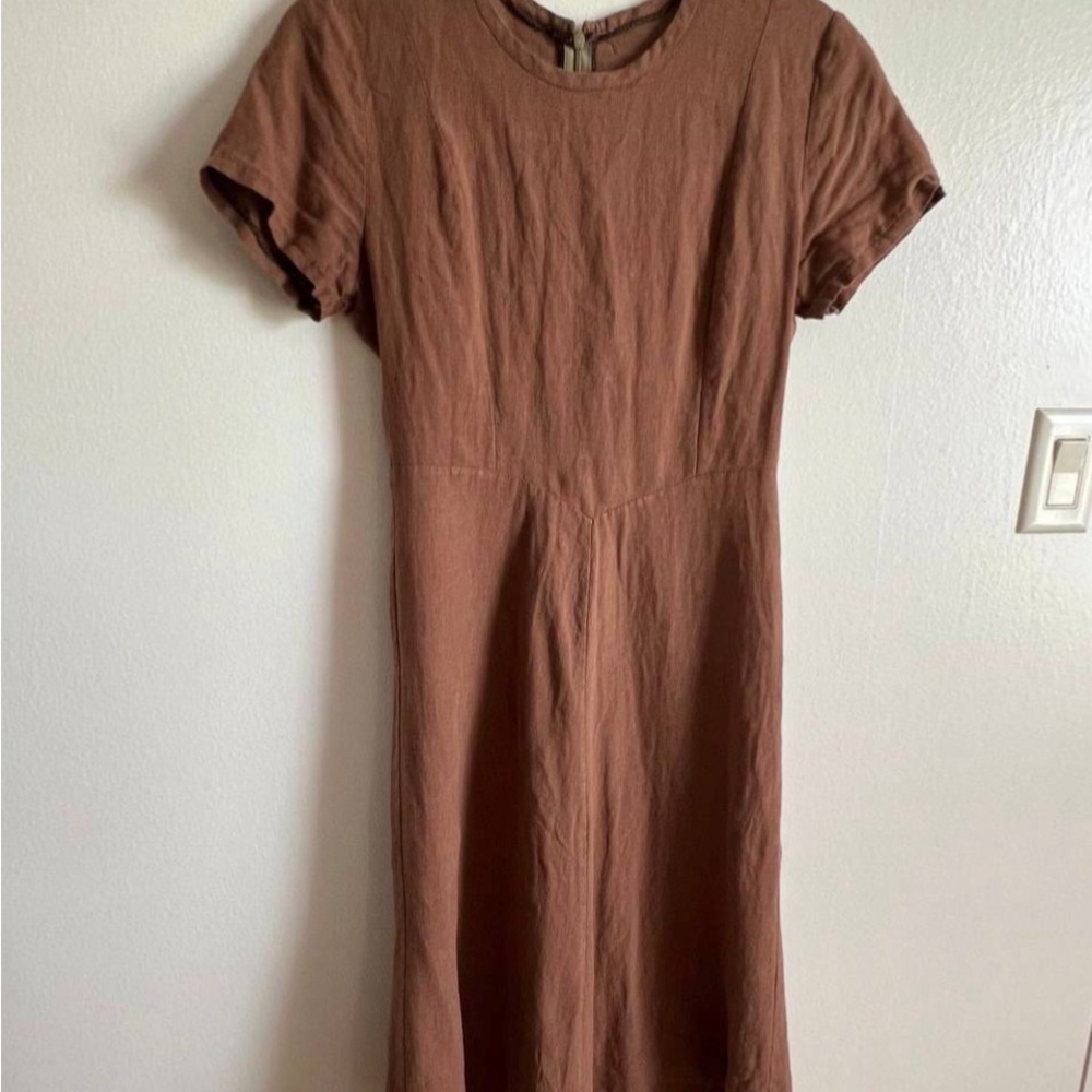 Elegant Brown Linen Dress